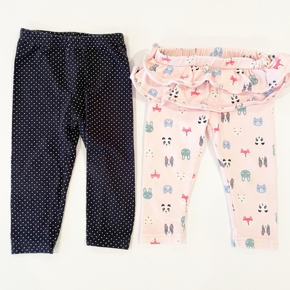 Carter’s 12M polka dot and ruffled animal print leggings - Picture 2 of 11